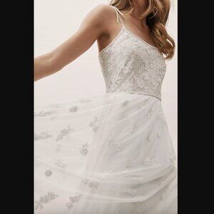 Adrianna Papell Ivory Beaded Tulle Maxi Dress